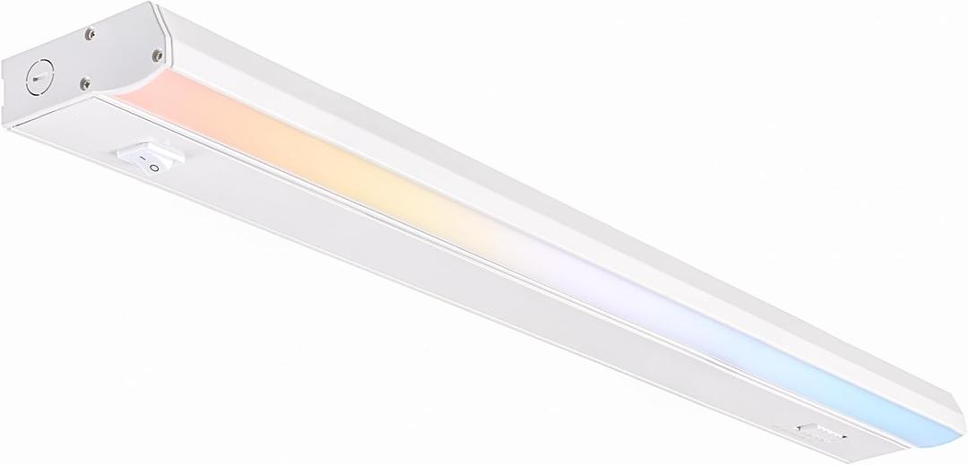 PARMIDA LED Under Cabinet Lighting, Hardwired Installation, 24 Inch, 18W, 5CCT Color Selectable - 2700K/3000K/4000K/5000K/6000K, ETL Listed, 120V, Dimmable, 1200 Lumens, White Finish