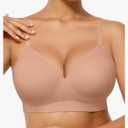 FeelinGirl Wireless Supportive Bra for Women, Seamless Comfort Bralettes No Underwire Full Coverage Everyday Bras. M 34DD