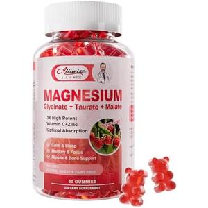 Magnesium Glycinate Gummies,Magnesium Potassium Supplement with Taurate, Malate, Vitamins D, C, B6, Calcium,Body Support,Raspberry Magnesium Gummies for Adults&Kids, Best By: 12/2026