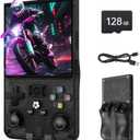 R36MAX Retro Handheld Game Console, 4.0" IPS Screen Retro Gaming Console, 128GB TF Card, 30+ Mainstream Emulators, 22,000+ Classic Games, Open Source Linux System, 4000mah Battery Black