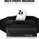 Fanny Pack Compatible with Ray Ban Meta Accessories, Waist Pack for Ray-Ban Meta Wayfarer/Skyler/Headliner Charge Case, Leather Waist Bag for Men & Women, Fits Glasses Case & Phone, Up to 41"