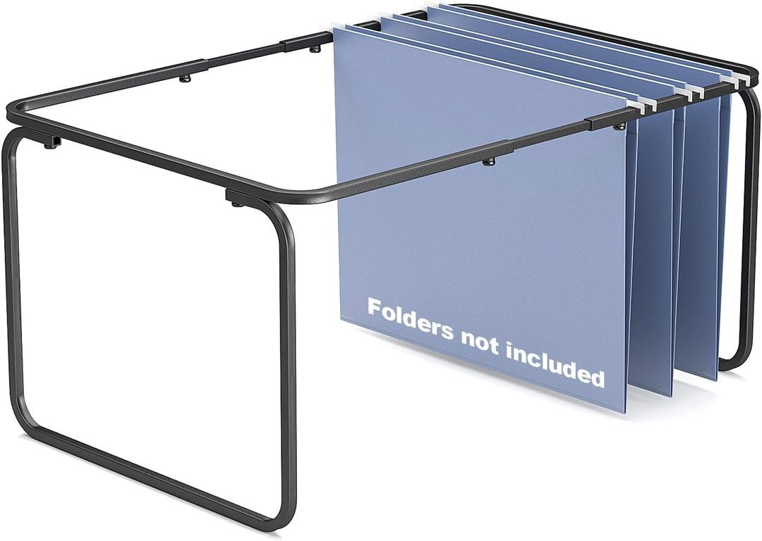 Vanulee Hanging File Folder Frame,Legal/Letter Size,Adjustable Length 16-25 inches,12.598" W 9.45" H, Hanging Folders Holder for Desktop Organizer and Metal Rail in Filing Cabinet Drawer,1 Set