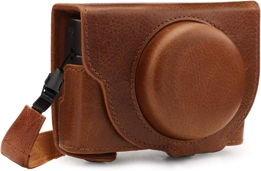 MegaGear MG1728 Ever Ready Genuine Leather Camera Case compatible with Sony Cyber-shot DSC-RX100 VII - Brown
