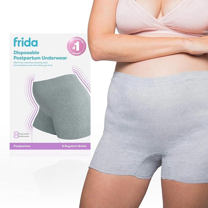 Frida Mom 8pc Postpartum Underwear, Disposable Boyshort Panties, Seamless, Stretch Support, New Mom Essentials, Size Regular (28in42in)