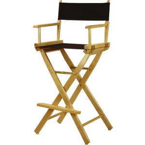 Casual Home Director's Chair ,Natural Frame/Black Canvas,30" - Bar Height