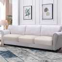 Couch Cushion Covers Leather Look Sofa Covers for 3 Cushion Couch Individual Seat Cushion Covers Stretch Slipcovers Sets Furniture Protector, Pets Friendly(3PCS Sofa Cushion Covers, Ivory)
