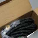 PowerFlow Garden Hose, NON-EXPANDABLE 25 Feet Premium Quality Stainless Steel Metal Water Hose with Durable Fabric Skin, Hose For Commercial, Residential Use, Bonus 10-way Spray Nozzle (25 Ft, Black)