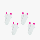 NEW! Pom Pom Socks Girls (4 Pair) Youth - Lowcut Ped Athletic Socks - Fits Kids Shoe Size: 9-3