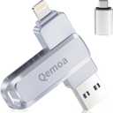 MFi Certified 512GB Flash Drive Photo Stick for iPhone, External Memory Photo Keeper Storage for Data Saver/Backup/Transfer Files/Picture/Video/iPhone/iPad/iOS/Android/PC (Gray) ~484GB