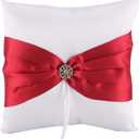 he andi 7.8" Satin Artificial Diamond Decoration Wedding Ring Bearer Pillow (Red)