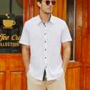 JEKAOYI Men's Button Down Dress Shirts Short Sleeve Casual Shirts Wrinkle Free Business Shirt Stain Sheild (White, XL)