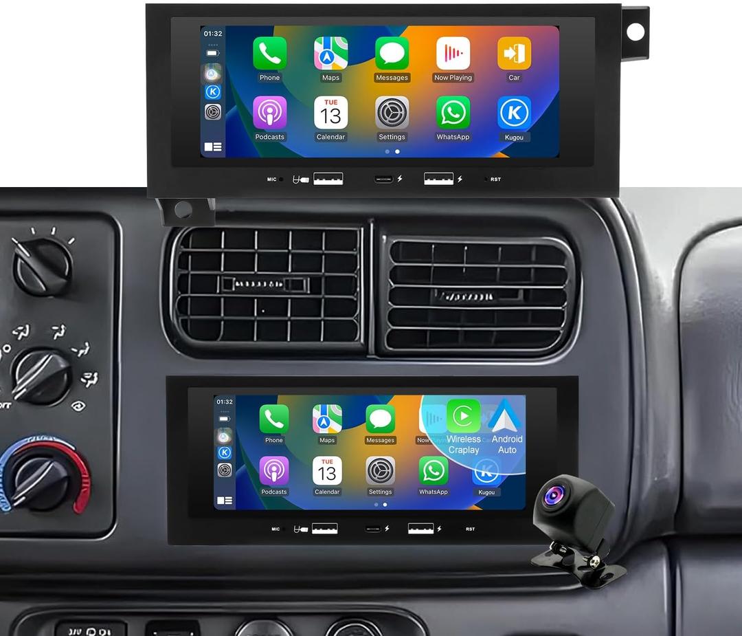 Car Radio for Dodge Ram 1500 2500 3500 19942002, Jeep Wrangler 1997-2002, Grand Cherokee 1993-1998, Town & Country 1990-2000, Touch Screen Stereo with Fast Charger Carplay Android Auto GPS FM 5G WiFi