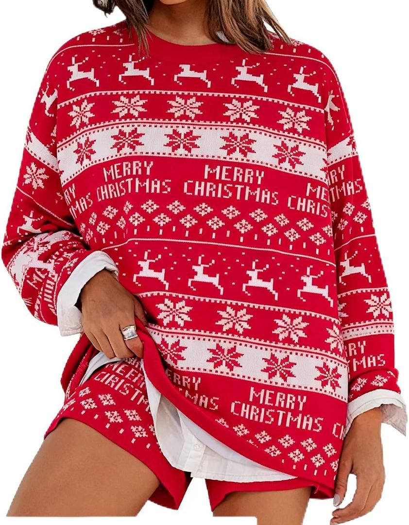 UNIQUEONE Womens Striped Sweater Set 2 Piece Lounge Sets Matching Pajamas Outfits Long Sleeve Knit Tops and Shorts (Red, M)