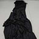 Memoriesea Women's Plus Size Satin Sexy One Shoulder High Split Cocktail Wedding Party Maxi Dress (Large, Black)