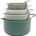 COOK WITH COLOR Nesting Plastic Mixing Bowl Set with Pour Spouts and Handles, Sage, 4 Piece Non-Slip