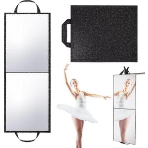 Foldable Full Length Mirror, Hanging Wall Mirror Portable Travel Mirror with Handle for Dance Home Bedroom Wardrobe Stage Makeup Checks Camping Outdoor Use (32.2" L x 12.5" W, Bi-Fold)