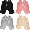 Clothclose 4 Pairs Kids Winter Gloves for Boys Girls, Warm Winter Glove for Kids, Knit Toddler Kid Gloves, Soft Kid Mittens (4 Pack, Black & Grey & Beige & Pink)