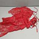 SULTEYSHOW Sexy Lace Babydoll Roleplay Sleepwear Mesh Sexy Lingerie Set for Women One Size (8157red)
