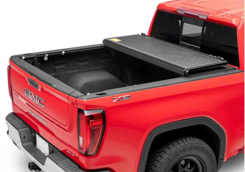 Rough Country Hard Tri-Fold Tonneau Cover for Chevy Silverado & GMC Sierra 1500 (2019–2026) - Low-Profile Aluminum Truck Bed Cover, Fits 5'10 Short Bed
