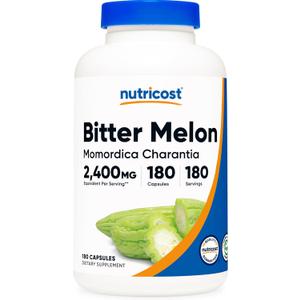 Nutricost Bitter Melon 600mg (2,400mg Equivalent), 180 Capsules - Gluten Free, Non-GMO