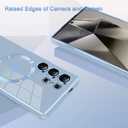 AIGOMARA Magnetic Case for Samsung Galaxy S24 Ultra [Wireless Charging Compatible] Heart Design Soft TPU Electroplated Phone Cover Anti-Scratch Shockproof Case for Women - Blue