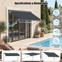 Manual Retractable Awning, 78" Water-Resistant Polyester Patio Sun Shade with Crank Handle for Deck, Backyard, Garden, Balcony (Gray), 78"*118"