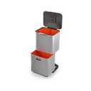 Joseph Joseph Totem Max 60 Liter/15.85 Gallon Waste Separation and Recycling Kitchen Trash Can with Odor Filter and Removable Food Waste Caddy, Stainless Steel