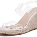 VETASTE Womens Espadrille Wedge Sandals Heels Open Toe Platform High Heeled Ankle Strap Buckle Dress Wedges Shoes, 8
