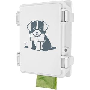 Dog Poop Bag Dispenser Wall Mounted Outside or Inside Pet Waste Bags Holder Waterproof Screw-on or Strap-on Doggy Pickup Rolls Storage Station for Home, Backyard, Porch, Patio(white,dispenser only)