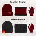 3-Pieces Winter Beanie Hat Scarf and Touch Screen Gloves Set Warm Knit Skull Cap for Men Women
