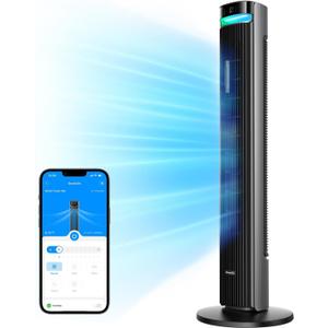 GoveeLife 42'' Tower Fan for Bedroom, Smart Floor Fans with 150 Adjustable Oscillating, APP & Voice Control, 5 Modes 12 Speeds up to 26ft/s, 24H Timer, 27dB Quiet Fan for Cooling Home Office Silver