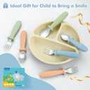 4 x DRKIO 6 Pieces Toddler Utensils Set - Kids Silverware Set with Silicone Handle Children Safe 18/8 Stainless Steel Forks and Spoons Anti-Choke Design Food Grade Dishwasher Safe (Blue/Pink/Green)