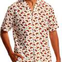 Men's Tropical Beach Vacation Shirt Hawaiian Shirts Wrinkle Free Short Sleeve Button Down (L)