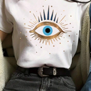 INAWLY Women's Eye Print Short Sleeve T-Shirt Graphic Tees Women Tops, Size M