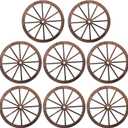 8 PCS Wooden Wagon Wheel Decor with Hemp Rope, 12 Inch Wooden Vintage Rustic Wagon Wheel, Wagon Wheel Wall Decor and Hanging Decorative Wheels for Western Decor, Bedroom, Rodeo Theme Party