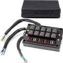 15 Slots Fuse Relay Box 12V Automotive, Fuse Relay Block Pre-Wired, 10 Way Relay Panel, Universal Waterproof Relay Box ATC/ATO Fuse Holder, Fuse Block and Relay Kit for Auto Car Truck Marine Boat