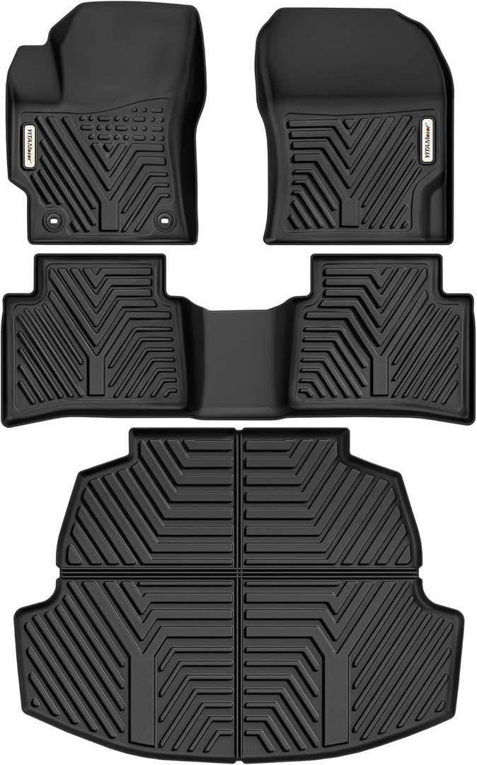 YITAMOTOR Floor Mats Set Fit for Toyota Corolla 2026-2020, All Weather TPE Corolla Floor Liners and Trunk Mat Custom Fit Front & 2nd 2 Row Seat & Cargo Liners, Black
