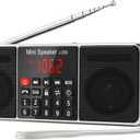 PRUNUS J-288 Portable Radio AM FM Radio with Bluetooth Speaker, Sleep Timer, Power-Saving Display, Ultra-Long Antenna, AUX Input & USB Disk & TF Card MP3 Player, NO Manual Preset
