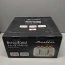 Roter Mond Toaster 4 Slice Retro Stainless Steel with Extra Wide Slots Bagel, Defrost, Reheat Function, Dual Independent Control Panel, Removable Crumb Tray, 6 Browning Levels, Cream White