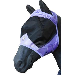 T TEKE Fine Mesh Horse Fly Mask w/No Ears, UV Blocking 3D Eye Visor with Extra Fleece Cushioned Forehead, Protection from Insect Pests