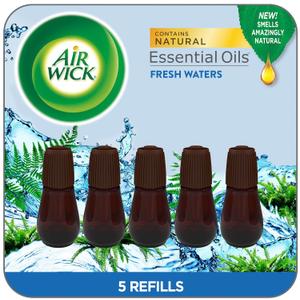 Air Wick Essential Mist Refill, 5 ct, Fresh Waters, Essential Oils Diffuser, Air Freshener (5 Fl Oz (Pack of 1))