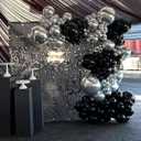 Black and Silver Balloons, 90Pcs 12 inch Bright Black and Metallic Silver Latex Balloons Round Helium Balloons for Birthday Wedding Baby Shower Anniversary Party Backdrop Decorations