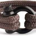 Mens Rope Bracelet - Stainless Steel Black Shackle, Extremely Durable and Scratch Resistant Waterproof Paracord, Handmade, Nautical Wristband for Men (Chocolate)