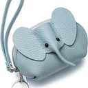 Leather Coin Purse Leather Elephant Keychain Wallet Small Coin Pouch with Keychain Leather Wallet Cute Elephant Gifts for Girls Women, blue, CYLQB01