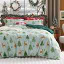Bedsure Christmas Duvet Cover Twin - Holiday Bedding Collection with Christmas Tree and Reindeer Pattern, Includes 1 Duvet Cover and 1 Pillow Sham (Twin, Christmas Tree and Reindeer) (Twin (68" x 90"))