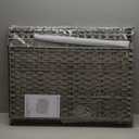 Cat Litter Box Enclosure with Soft Litter Mat; Hidden Kitten Washroom Furniture with Door; Handwoven Rattan Cat House with Large Space; Pet Crate for Living Room, Bedroom, Balcony (Grey) (30.3'' L x 18.2'' W x 24.2'' H)