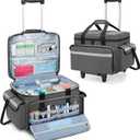 Trunab Medical Bag on Wheels with Detachable Trolley, Rolling Nurse Tote with Removable Dividers, First Responder Bag Empty with Adjustable Shoulder Strap for Nurse, Doctor