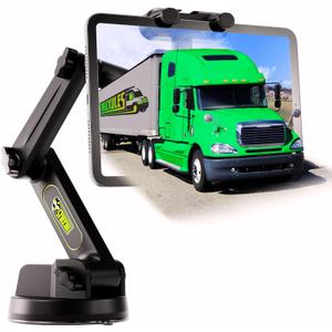 Tablet Holder for Truck Tablet Mount - iPad Mount for Truck, Heavy Duty Super Suction Cup, 16.7 inch Long Arm & Stable, Device & iPad Holder for Dashboard, Windshield and Window - Semi Trucker