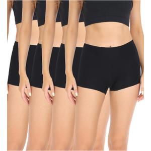 wirarpa Women's Boyshorts Panties Cotton Boxer Briefs for Ladies Underwear Shorts with Cotton Crotch 4 Pack (X-Large, Black)