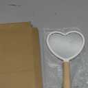 YEAKE Hand Held Mirror with Handle for Makeup,Small Cute Wood Hand Mirror for Shaving with Hole Hanging Single-Sided Portable Travel Vanity Mirror for Men&Women(Heart) (9"L x 5.5"W)